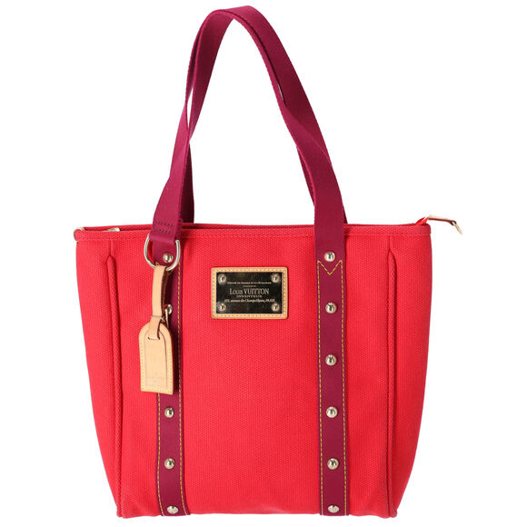 Louis Vuitton Cabas MM Antigua Tote Bag M40034 Red Rouge Canvas - Picture 1 of 11